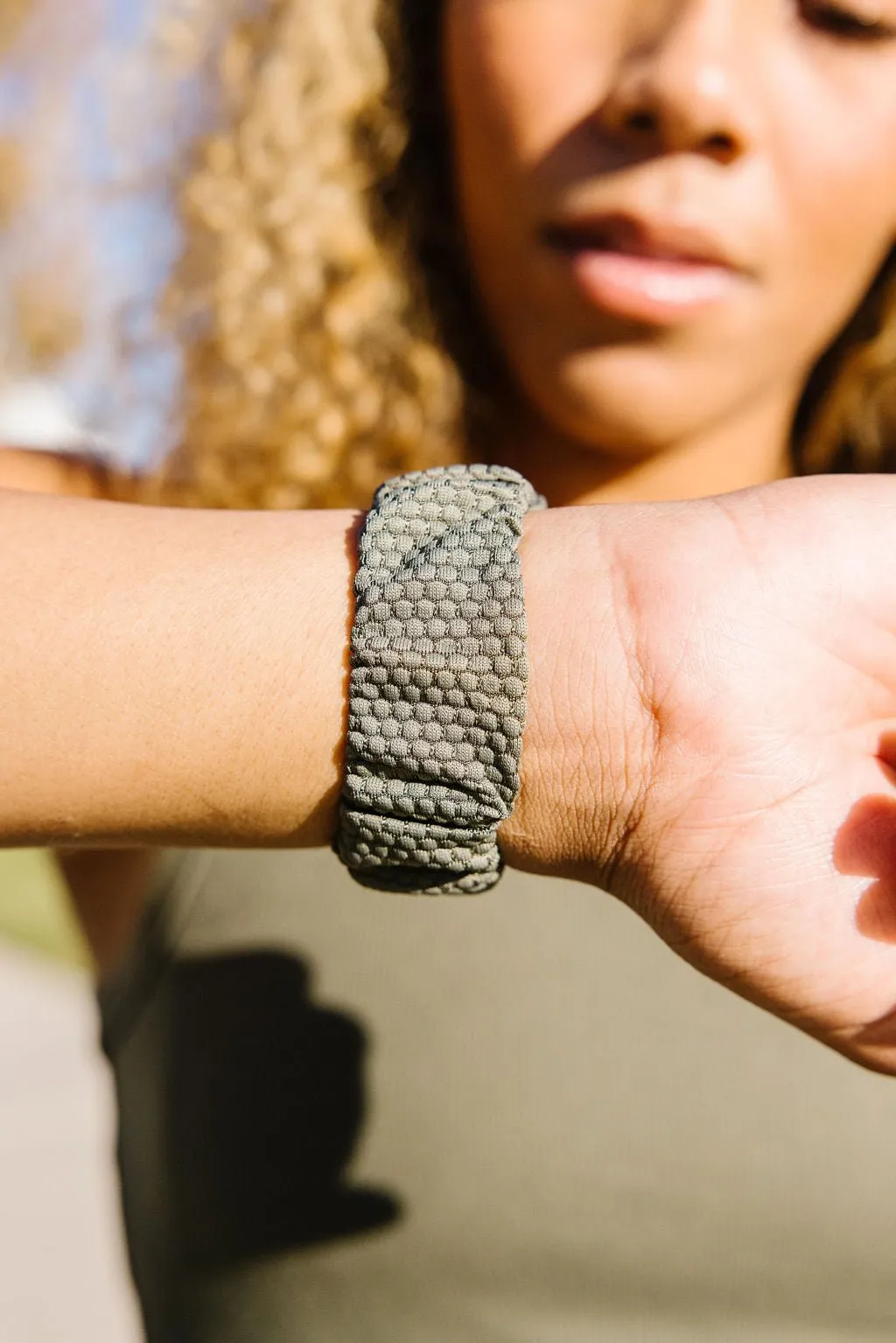 Olive Hexagon Athletic Scrunchie Band Compatible with Apple Watch