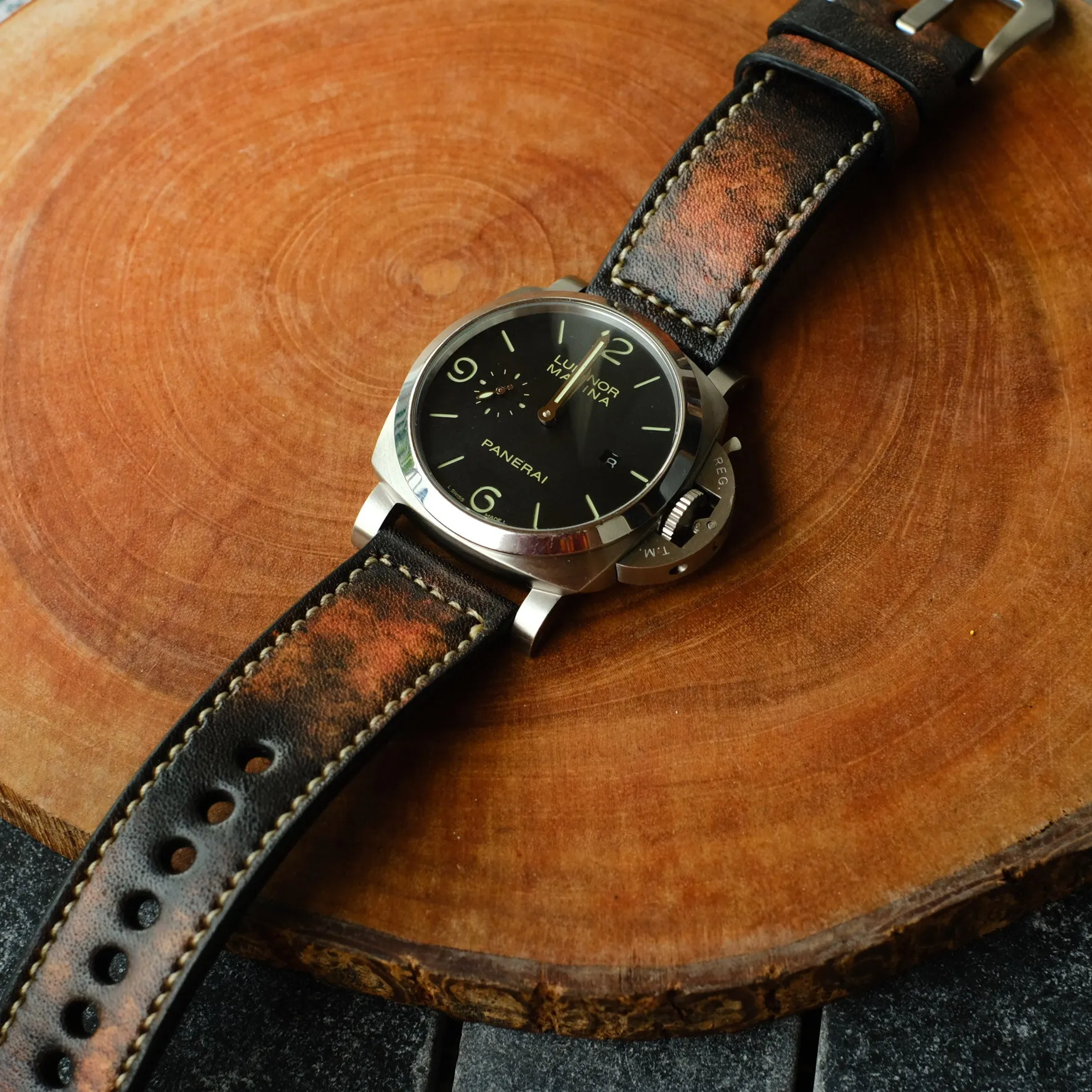 Panerai strap For Officine Panerai Luminor Marina Radiomir PAM 22mm 24mm 26mm Band Handmade Leather Straps