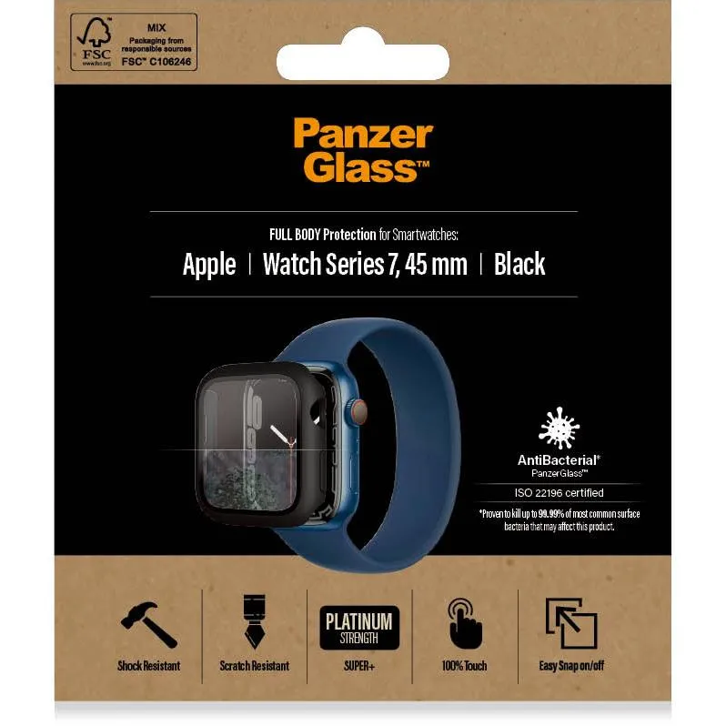 PanzerGlass Full Body Protection for Apple Watch Series 7/8/9 45mm (Black)