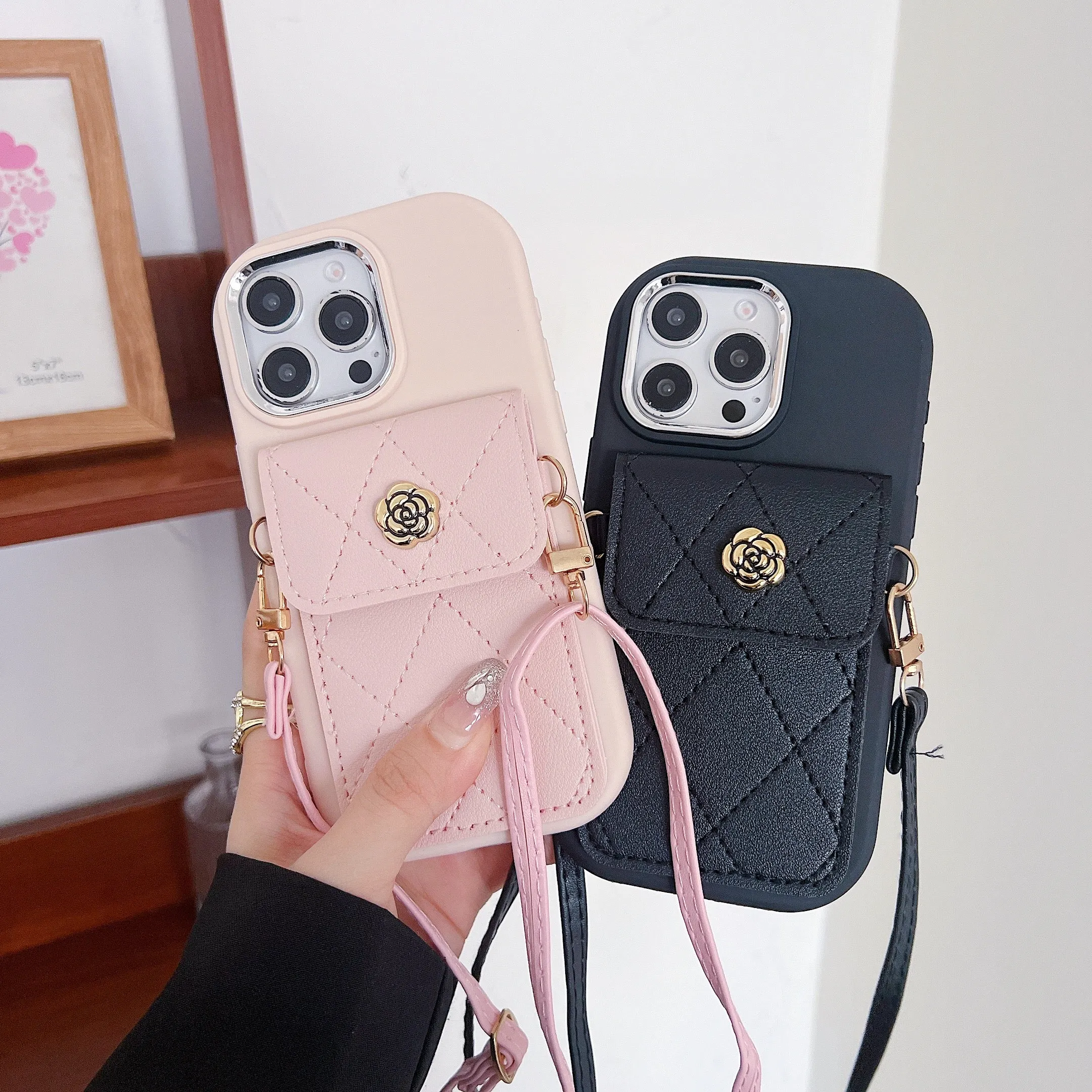 Pink Silicon Phone Case With Card-Cash Wallet For iPhone 11 Pro