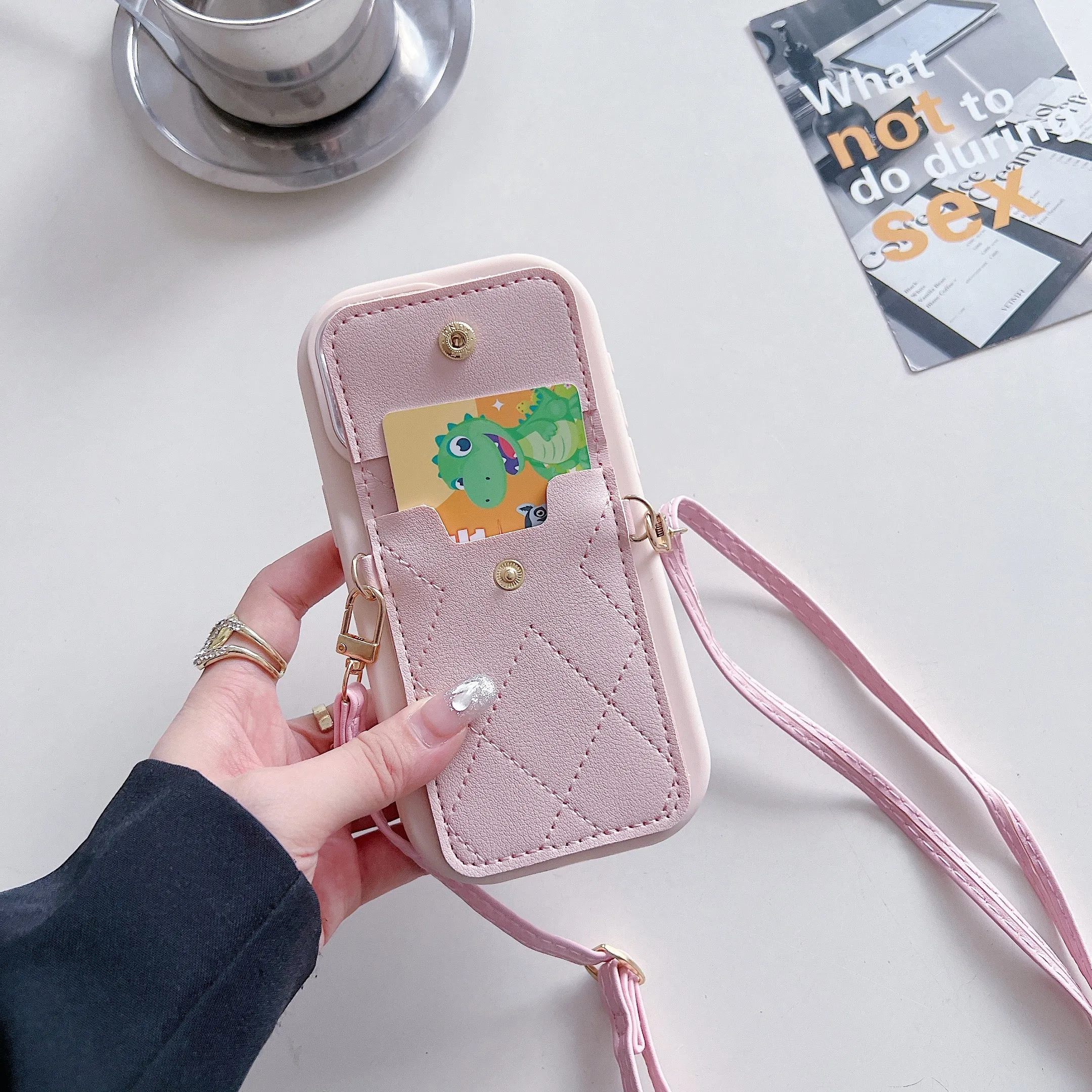 Pink Silicon Phone Case With Card-Cash Wallet For iPhone 11 Pro