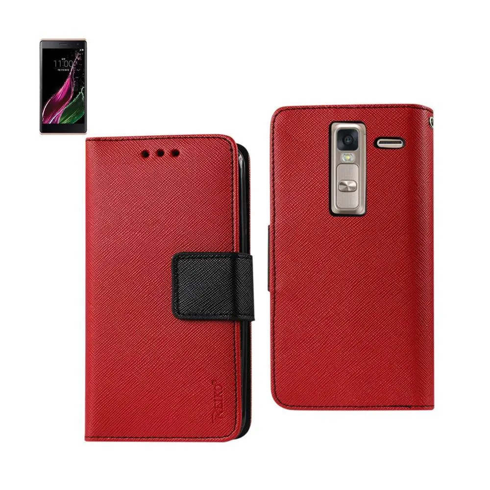 Reiko Lg Ls675 3-In-1 Wallet Case With Interior Leather Like Material And Polymer Cover-Red