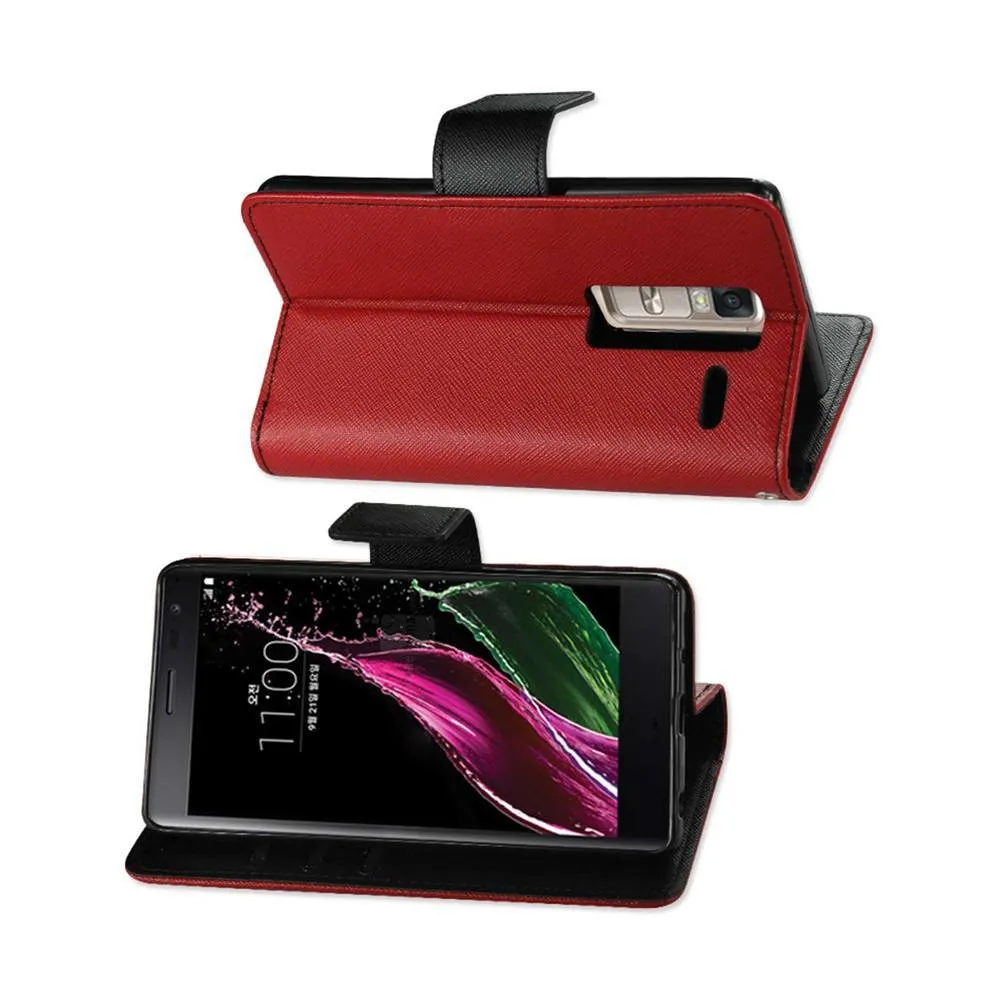 Reiko Lg Ls675 3-In-1 Wallet Case With Interior Leather Like Material And Polymer Cover-Red