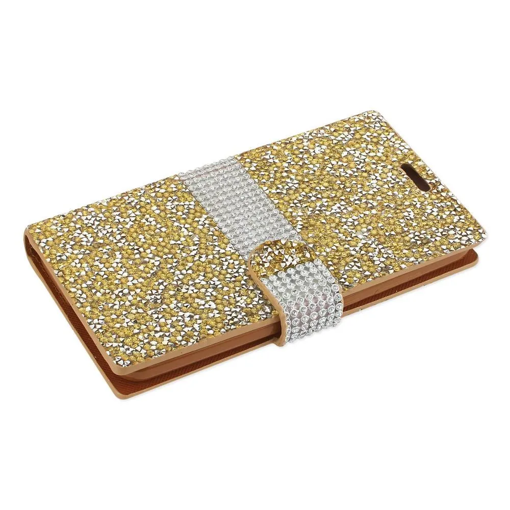 Reiko REIKO LG X STYLE/ TRIBUTE HD DIAMOND RHINESTONE WALLET CASE IN GOLD