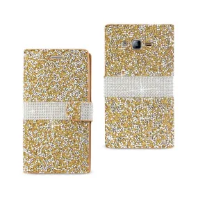 Reiko REIKO SAMSUNG GALAXY ON5 JEWELRY RHINESTONE WALLET CASE IN GOLD