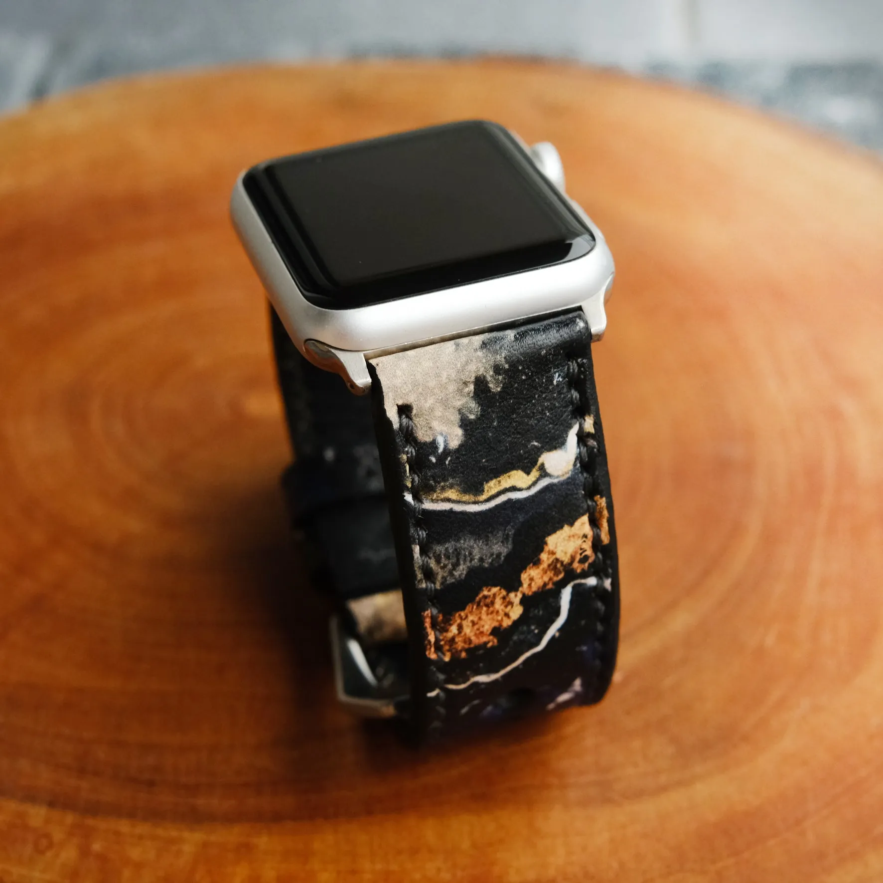 Resin Pattern Leather Strap For Apple Watch All Series by ruslieco