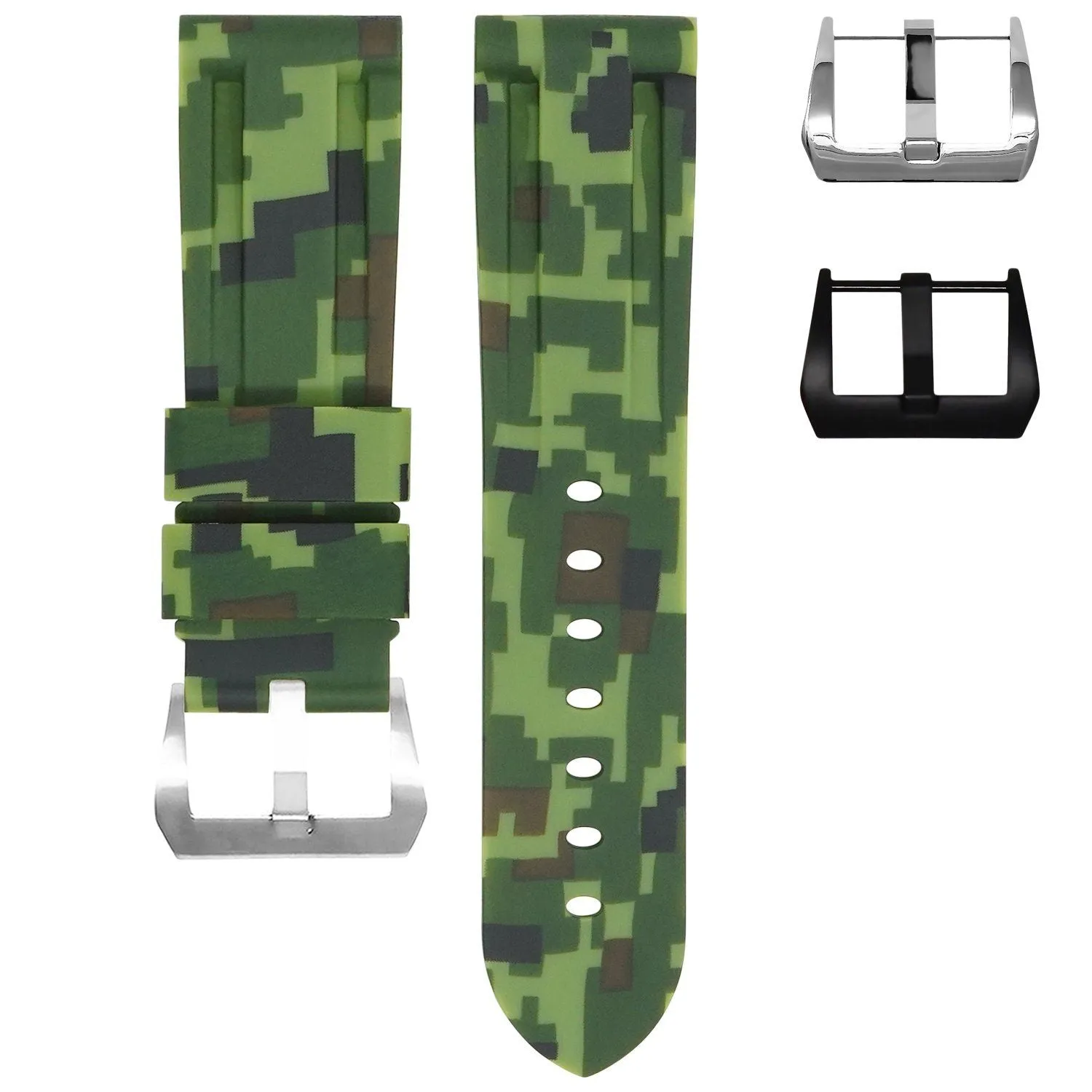 RUBBER STRAP FOR BREITLING CHRONOLINER - GREEN DIGI CAMO