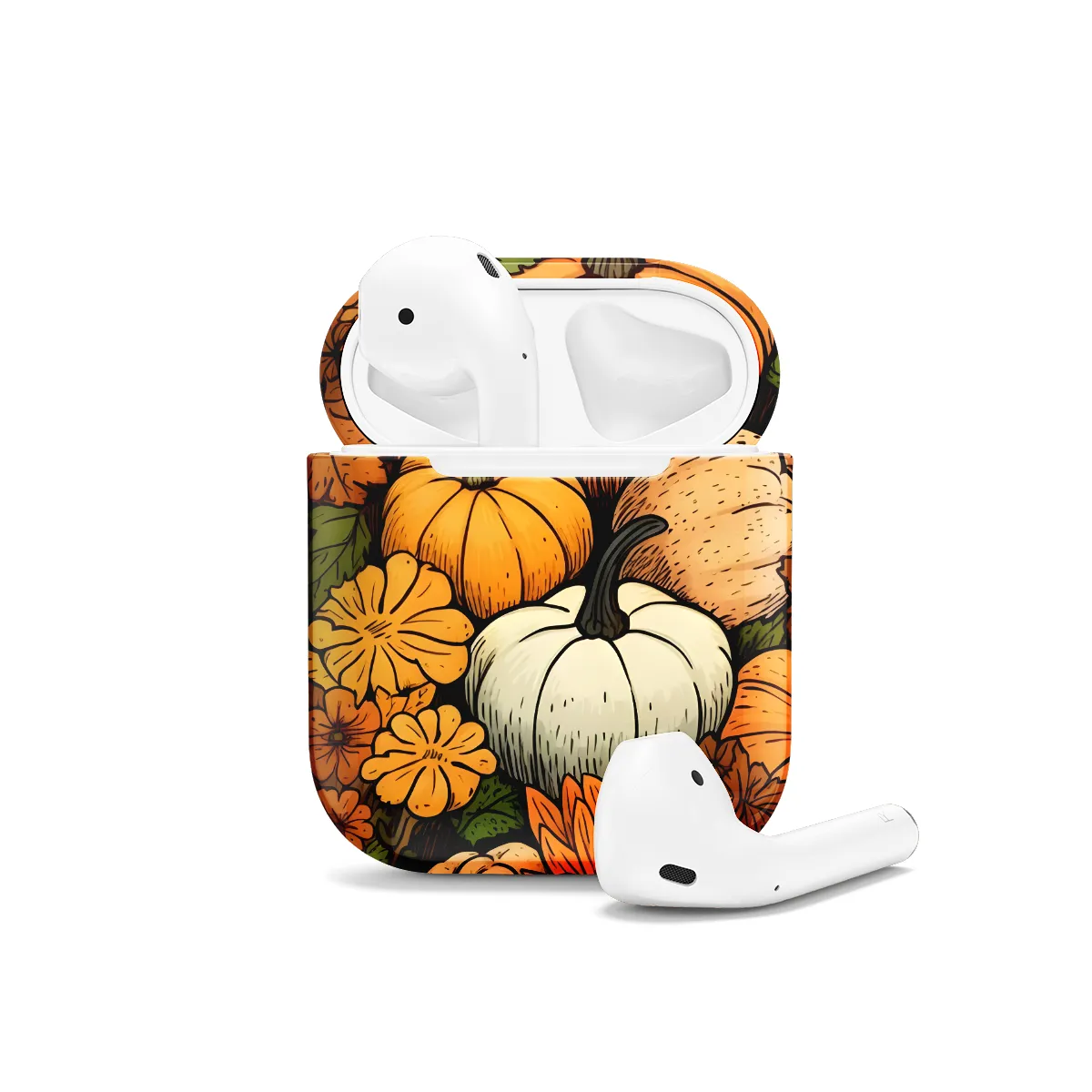 Seamless Autumn Aesthetic Pumpkin AirPods Case AirPods Pro AirPods Pro 2 AirPods 3 AirPods 2 Glossy 1021