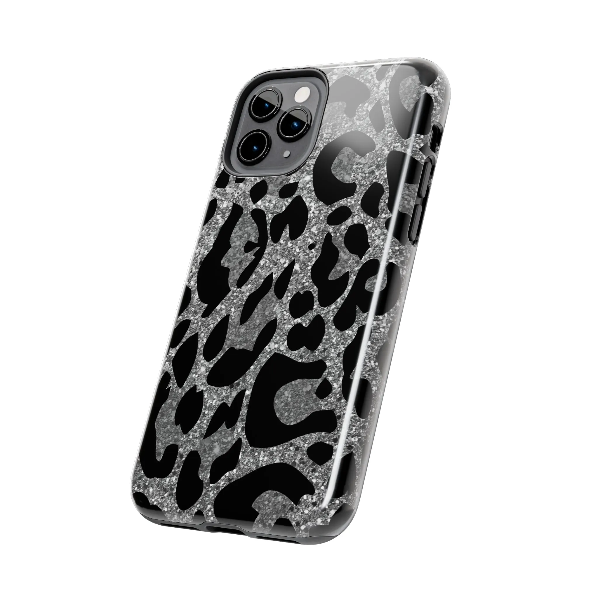 Silver and Black Leopard Design Phone Case- Lightweight, Impact Resistant Cover for iPhone 6, 6s, 12, 13, 14, 15