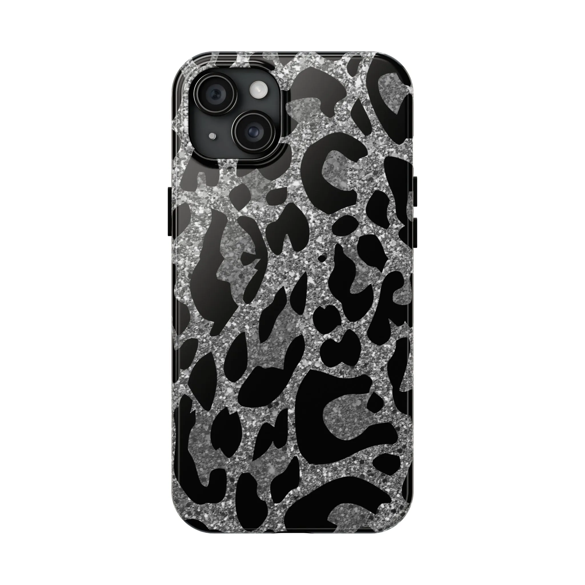 Silver and Black Leopard Design Phone Case- Lightweight, Impact Resistant Cover for iPhone 6, 6s, 12, 13, 14, 15