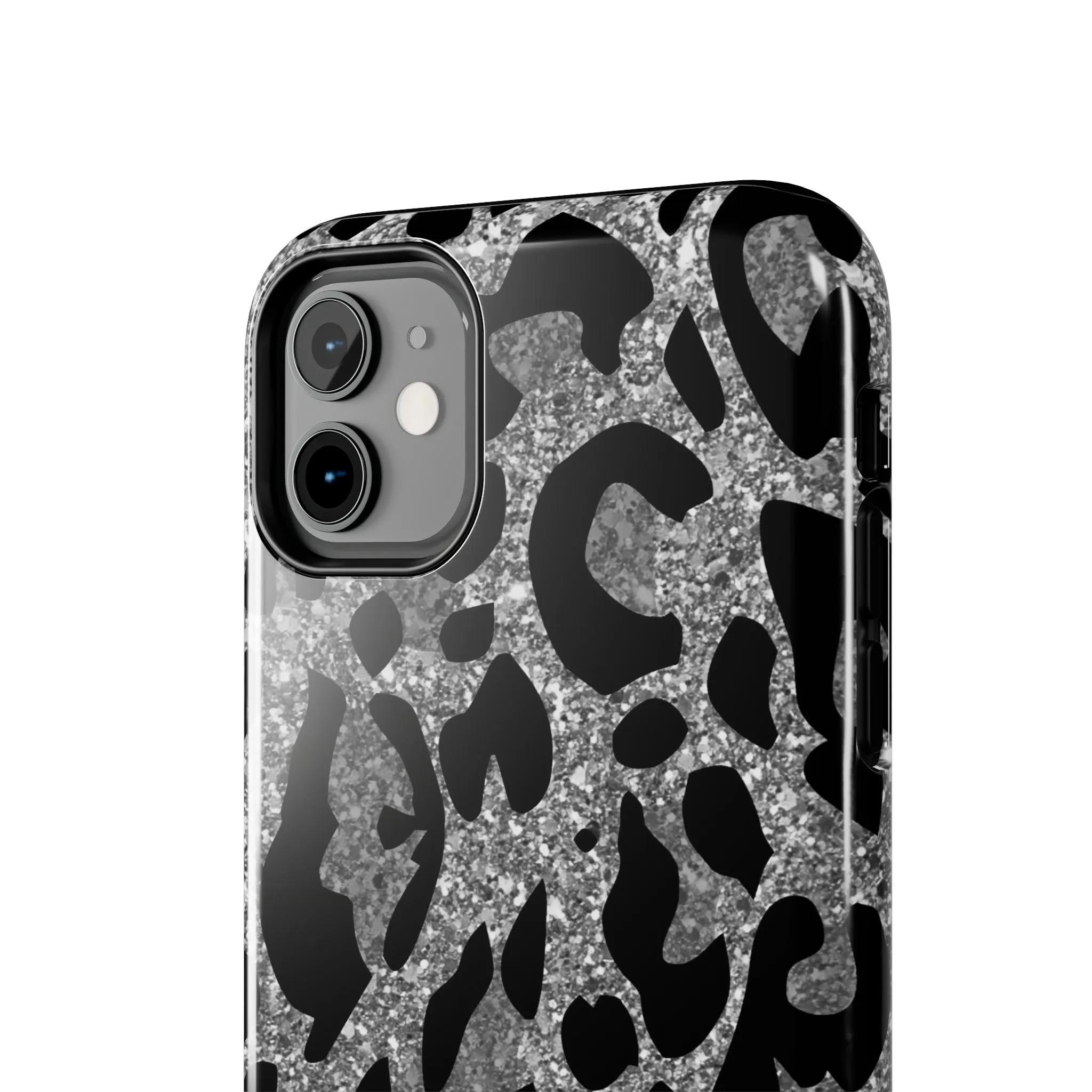 Silver and Black Leopard Design Phone Case- Lightweight, Impact Resistant Cover for iPhone 6, 6s, 12, 13, 14, 15