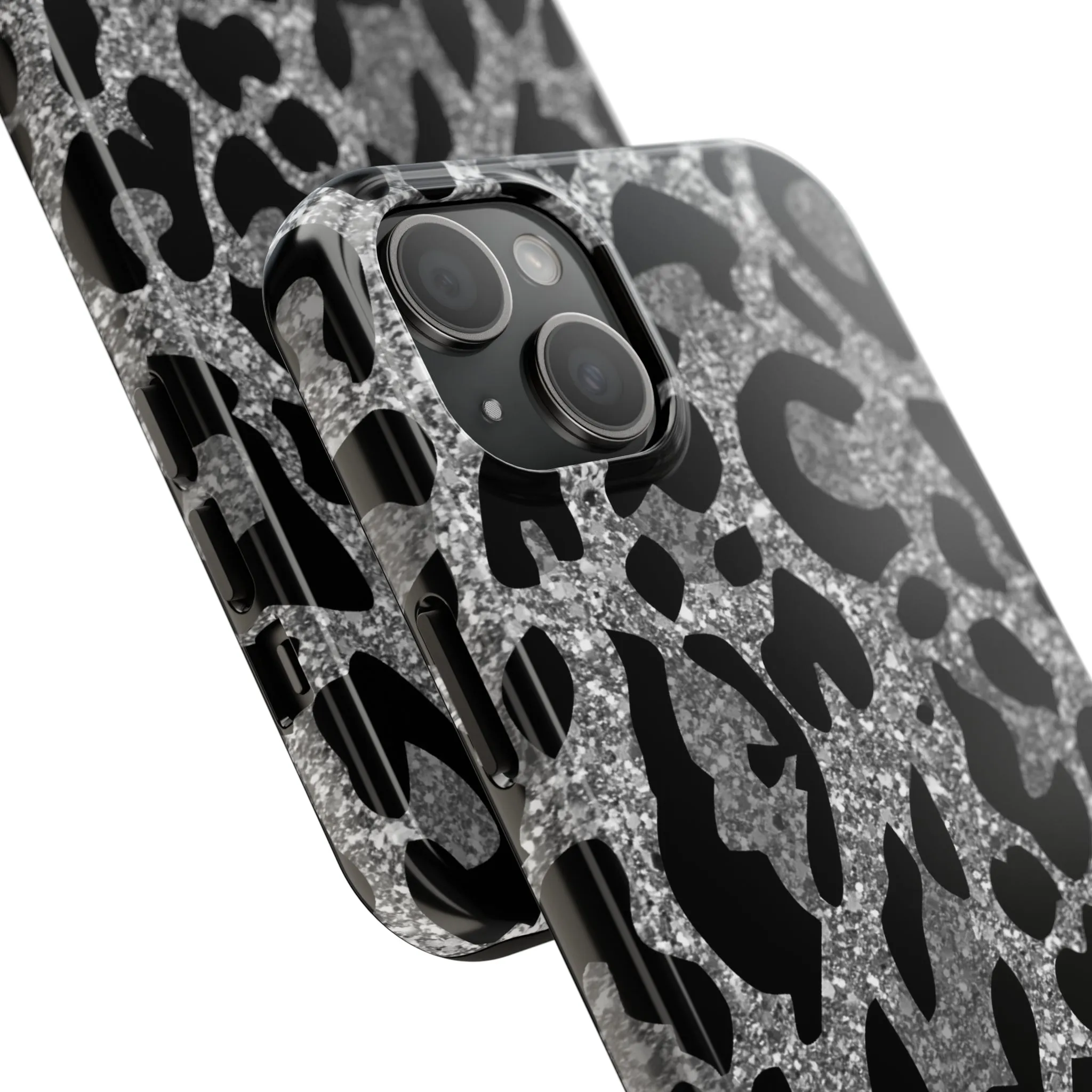 Silver and Black Leopard Design Phone Case- Lightweight, Impact Resistant Cover for iPhone 6, 6s, 12, 13, 14, 15