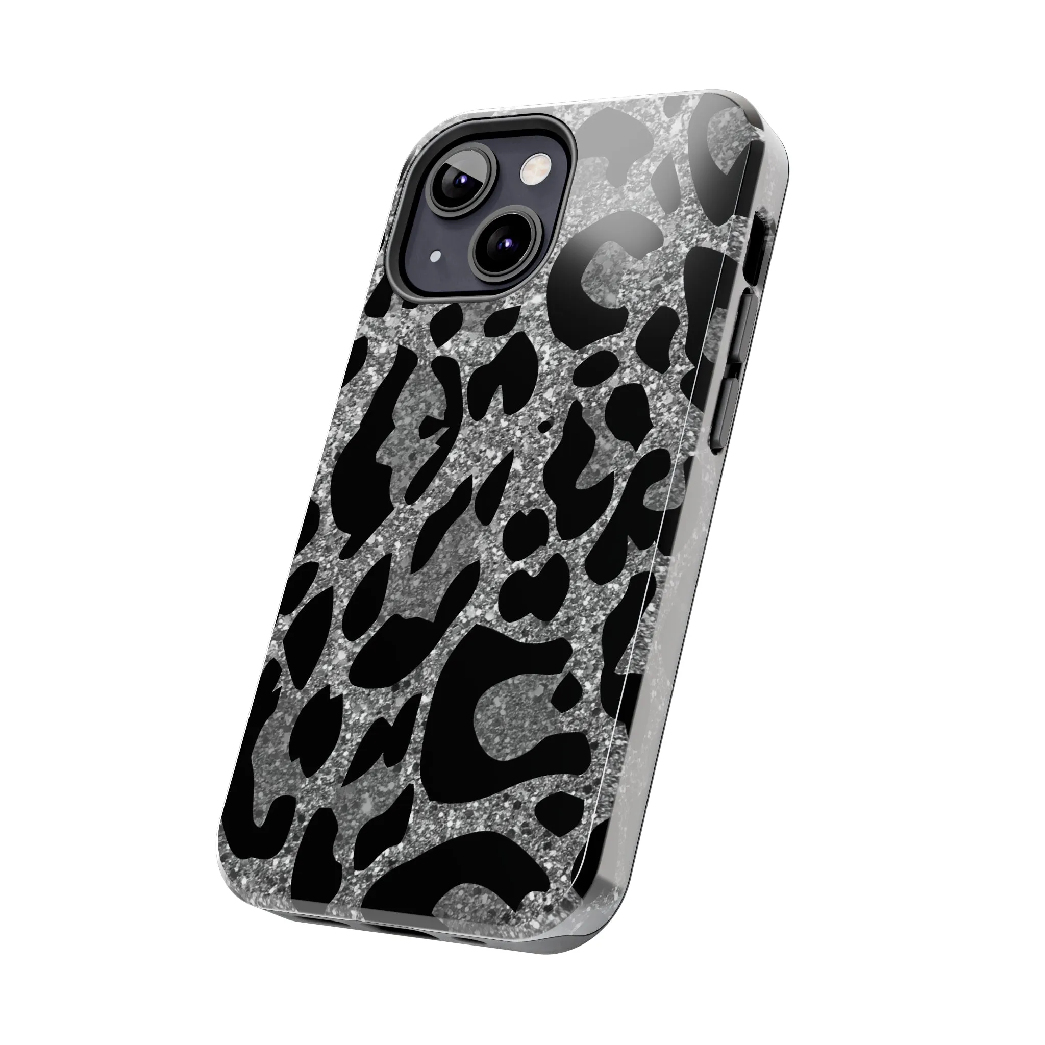 Silver and Black Leopard Design Phone Case- Lightweight, Impact Resistant Cover for iPhone 6, 6s, 12, 13, 14, 15