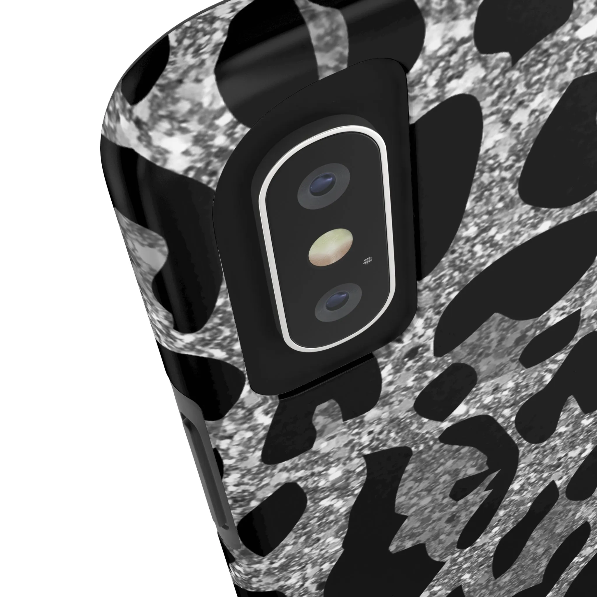 Silver and Black Leopard Design Phone Case- Lightweight, Impact Resistant Cover for iPhone 6, 6s, 12, 13, 14, 15