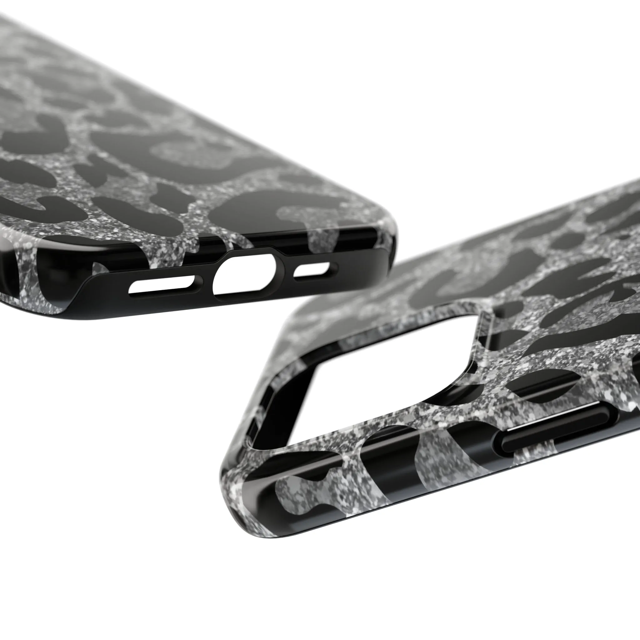 Silver and Black Leopard Design Phone Case- Lightweight, Impact Resistant Cover for iPhone 6, 6s, 12, 13, 14, 15