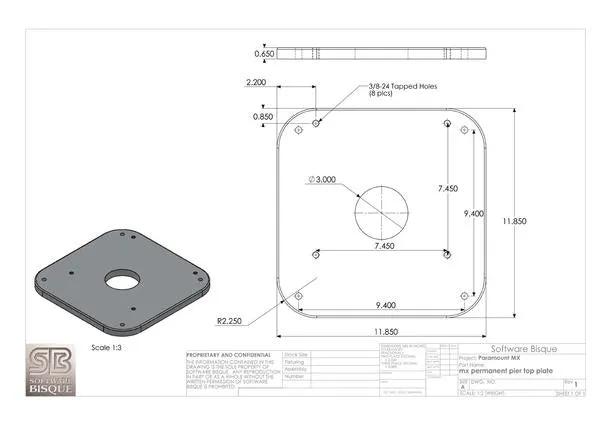 Software Bisque 18" Permanent Pier for ME, MEII, or MX Mount