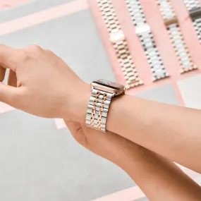 Stainless Steel Apple Watch Strap - Silver & Rose Gold