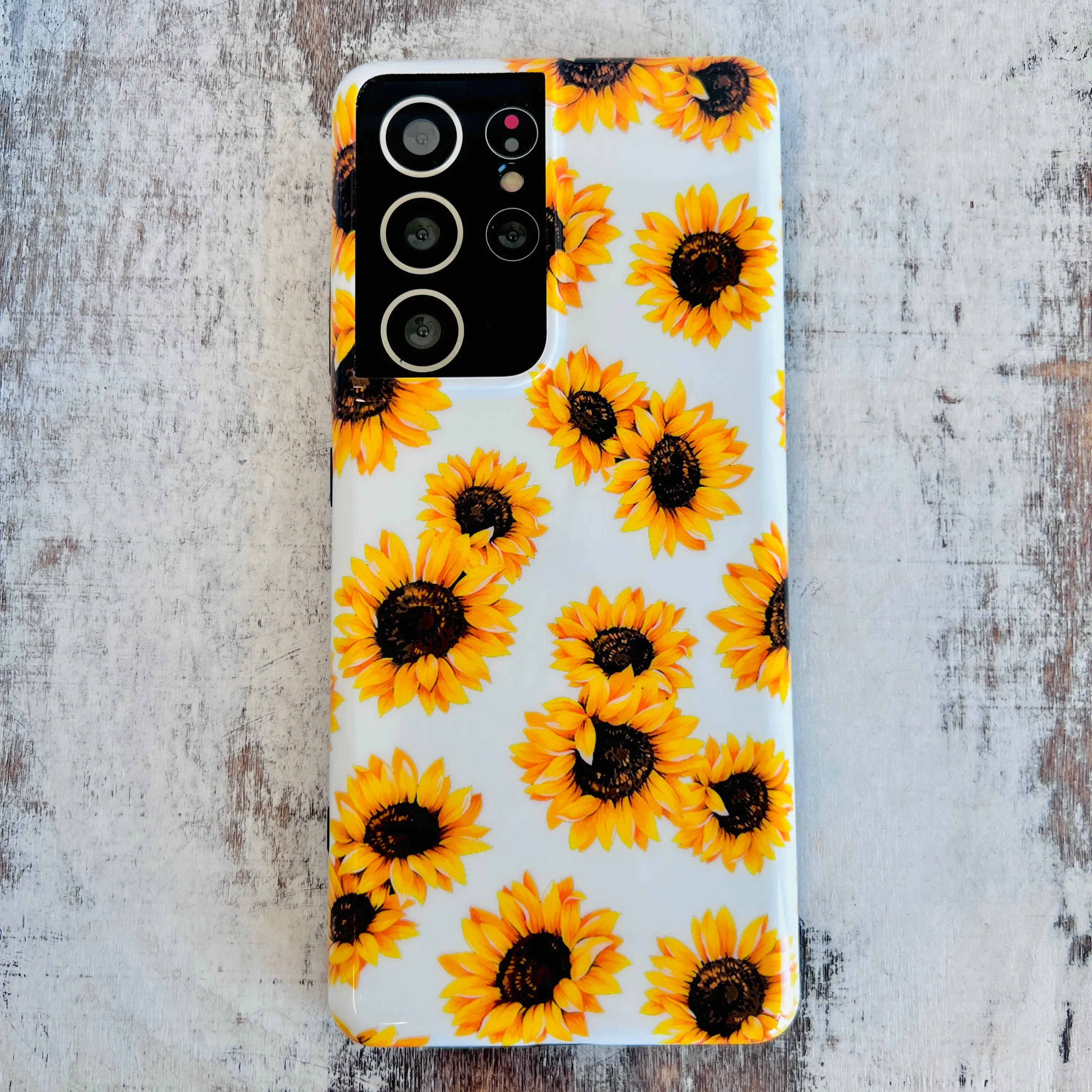 Sunflower White Background Cell Phone Case For Samsung Galaxy