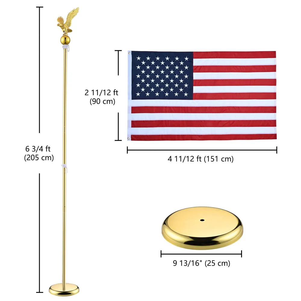 TheLAShop 6 ft Indoor Flag Poles with Stand(Ball Eagle Options)