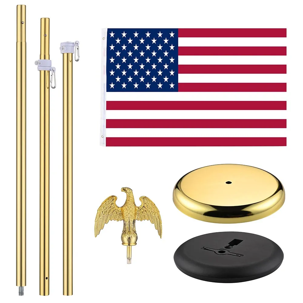 TheLAShop 6 ft Indoor Flag Poles with Stand(Ball Eagle Options)