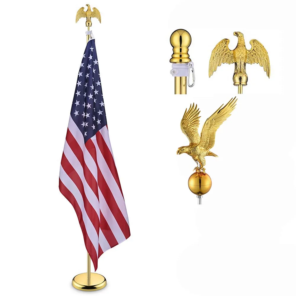 TheLAShop 6 ft Indoor Flag Poles with Stand(Ball Eagle Options)