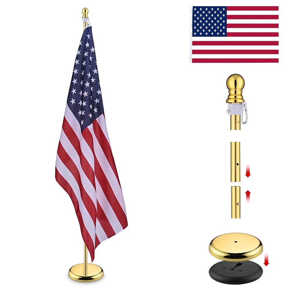 TheLAShop 6 ft Indoor Flag Poles with Stand(Ball Eagle Options)