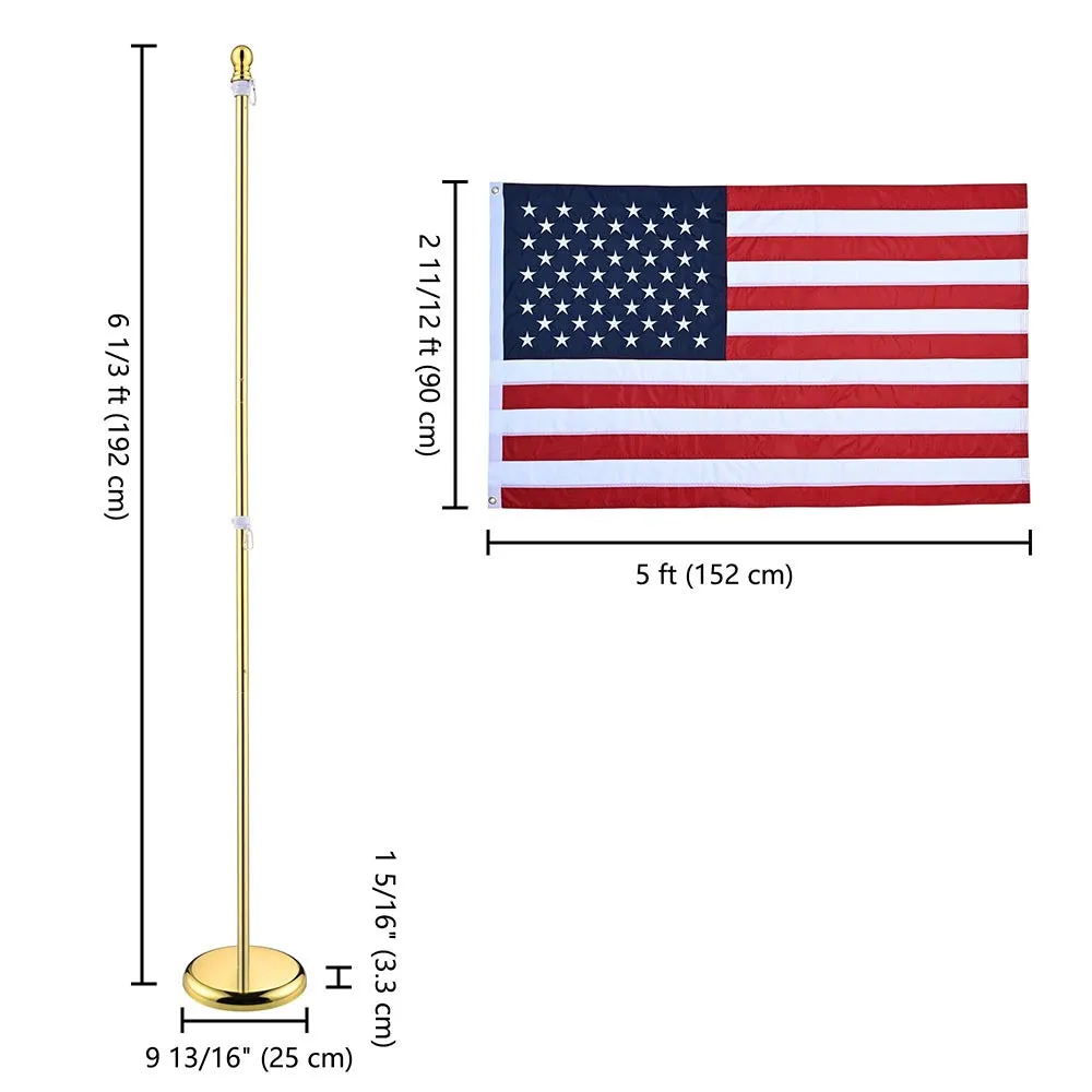 TheLAShop 6 ft Indoor Flag Poles with Stand(Ball Eagle Options)