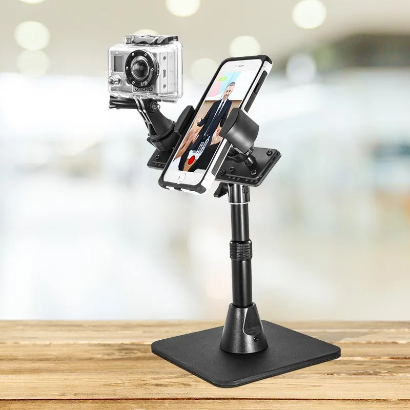 TW Broadcaster Desk Stand for GoPro and RoadVise® Phone Holder for Live Streaming, Live Video