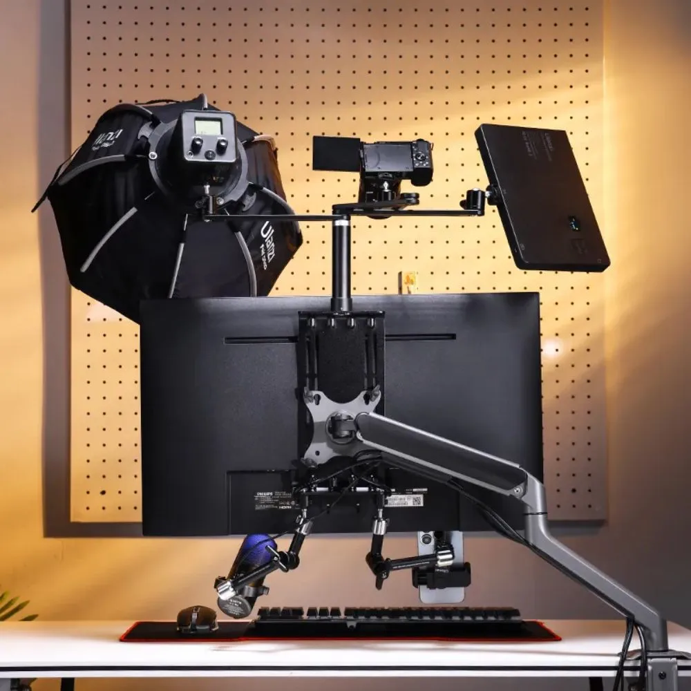 Ulanzi VS01 VESA Monitor Mount 3pcs Top Extension Arm for 27" Screens, 360 Degree Ball Head and Pole, 4kg Max Load Capacity, Multi 1/4" Screw and Locating Holes for Desktop Live Streaming, Podcasting