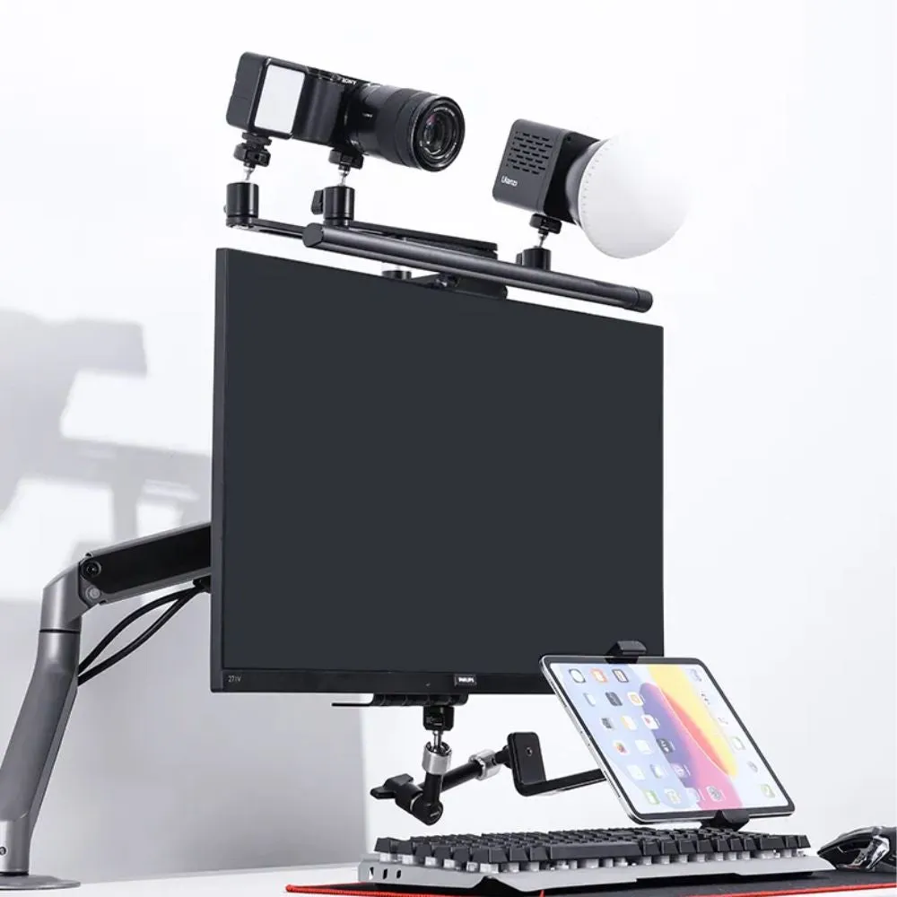 Ulanzi VS01 VESA Monitor Mount 3pcs Top Extension Arm for 27" Screens, 360 Degree Ball Head and Pole, 4kg Max Load Capacity, Multi 1/4" Screw and Locating Holes for Desktop Live Streaming, Podcasting