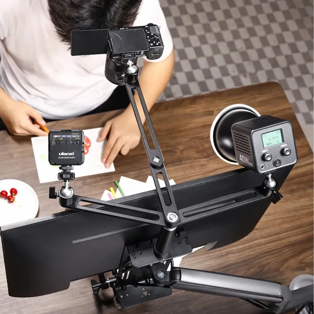 Ulanzi VS01 VESA Monitor Mount 3pcs Top Extension Arm for 27" Screens, 360 Degree Ball Head and Pole, 4kg Max Load Capacity, Multi 1/4" Screw and Locating Holes for Desktop Live Streaming, Podcasting