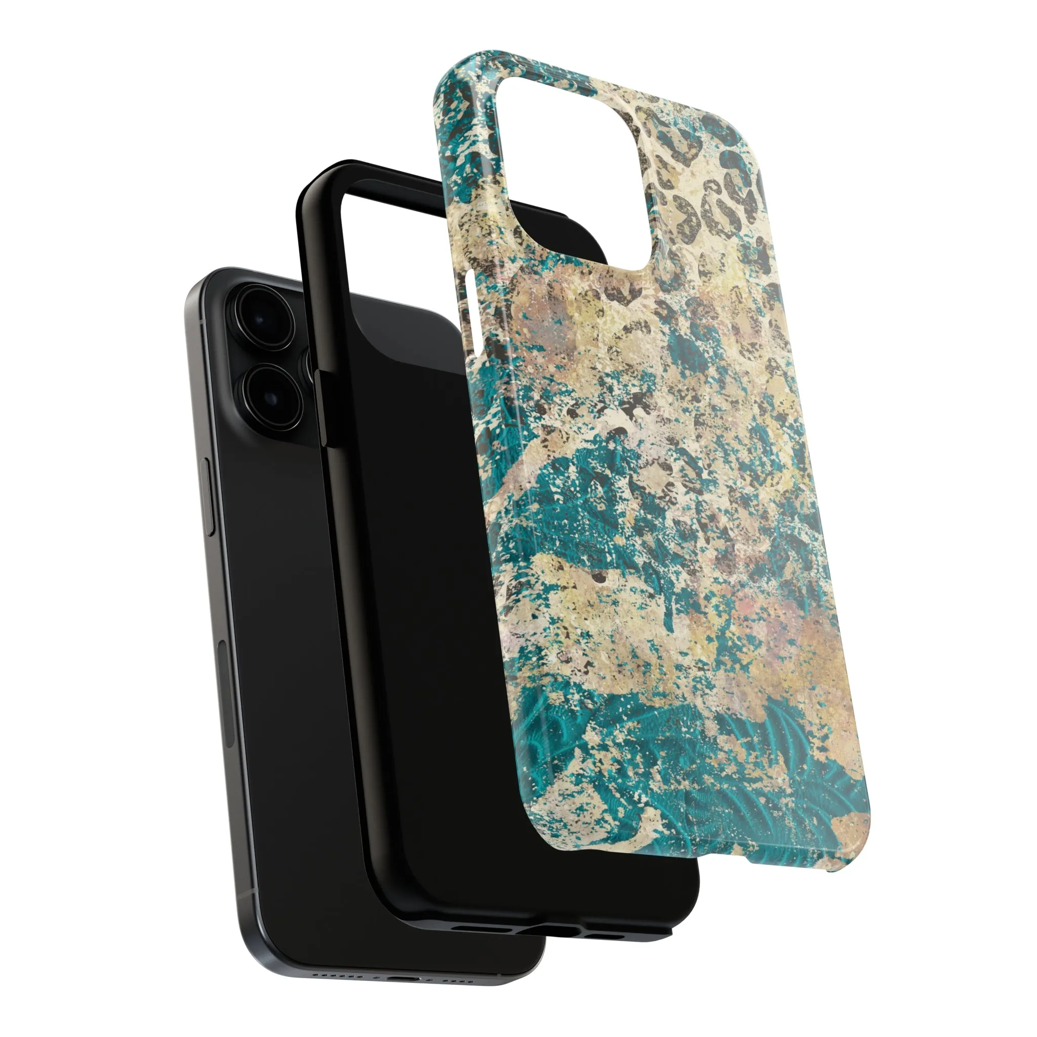 Western Turquoise and Cheetah Design Tough Phone Case compatible with a large variety of phone models, Gift, Phone Case