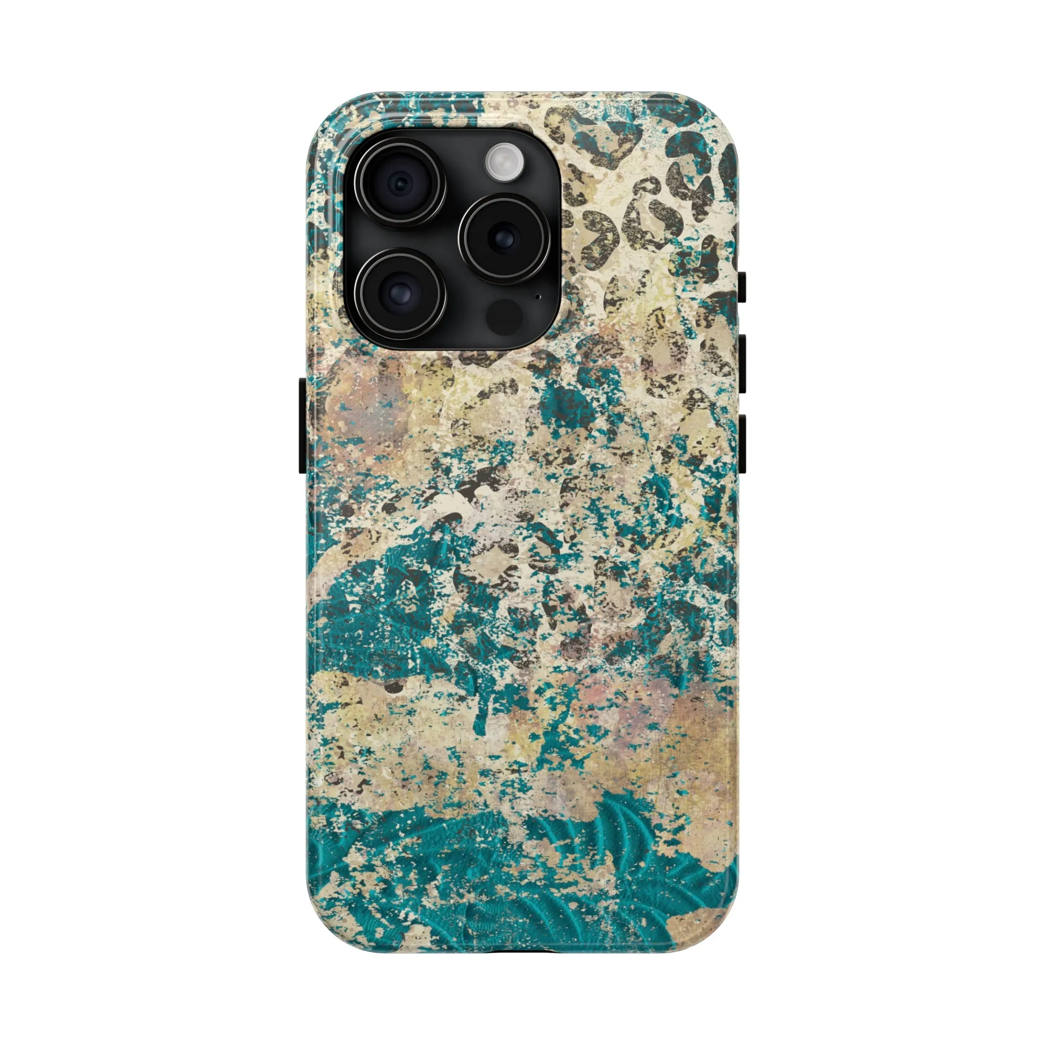 Western Turquoise and Cheetah Design Tough Phone Case compatible with a large variety of phone models, Gift, Phone Case