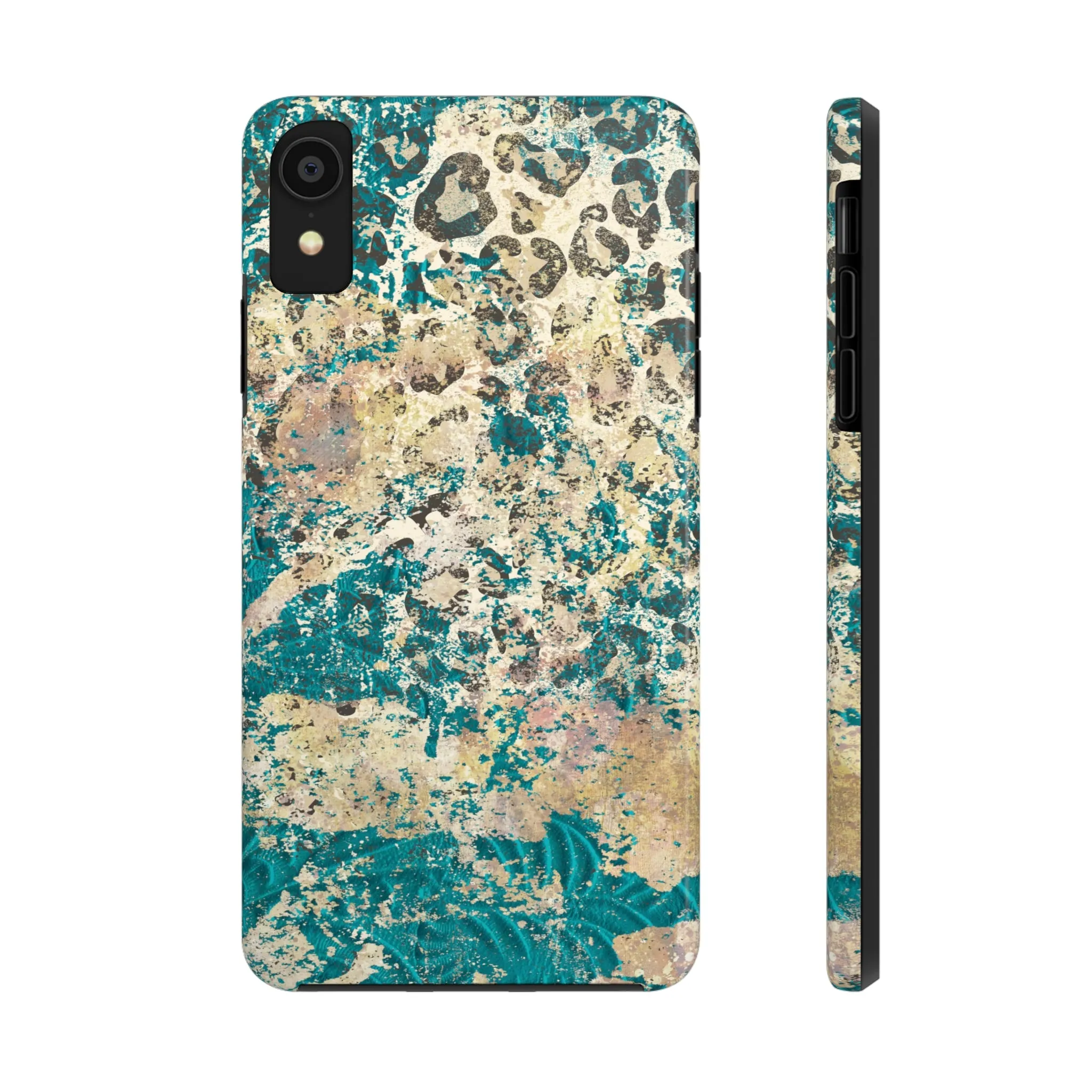 Western Turquoise and Cheetah Design Tough Phone Case compatible with a large variety of phone models, Gift, Phone Case