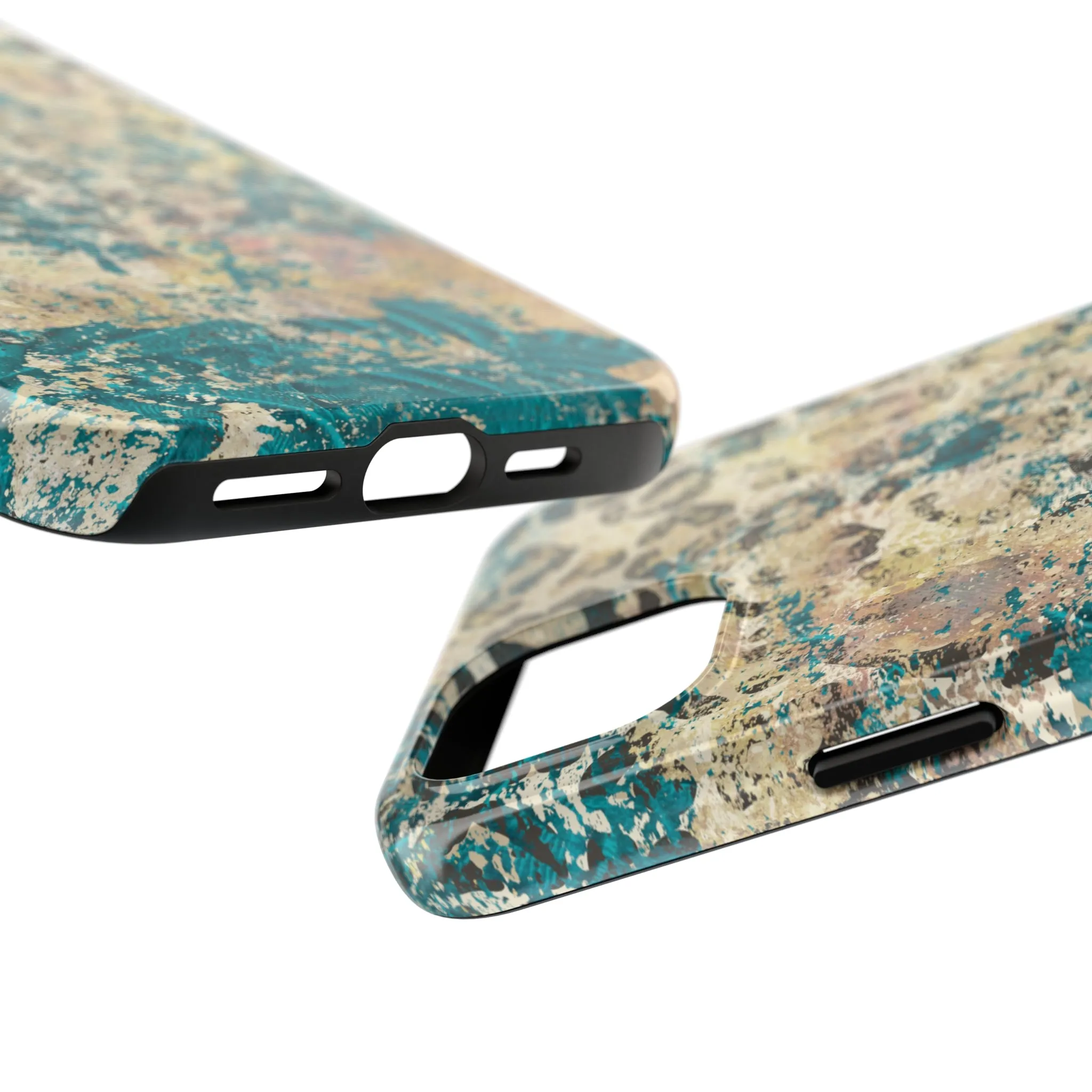 Western Turquoise and Cheetah Design Tough Phone Case compatible with a large variety of phone models, Gift, Phone Case