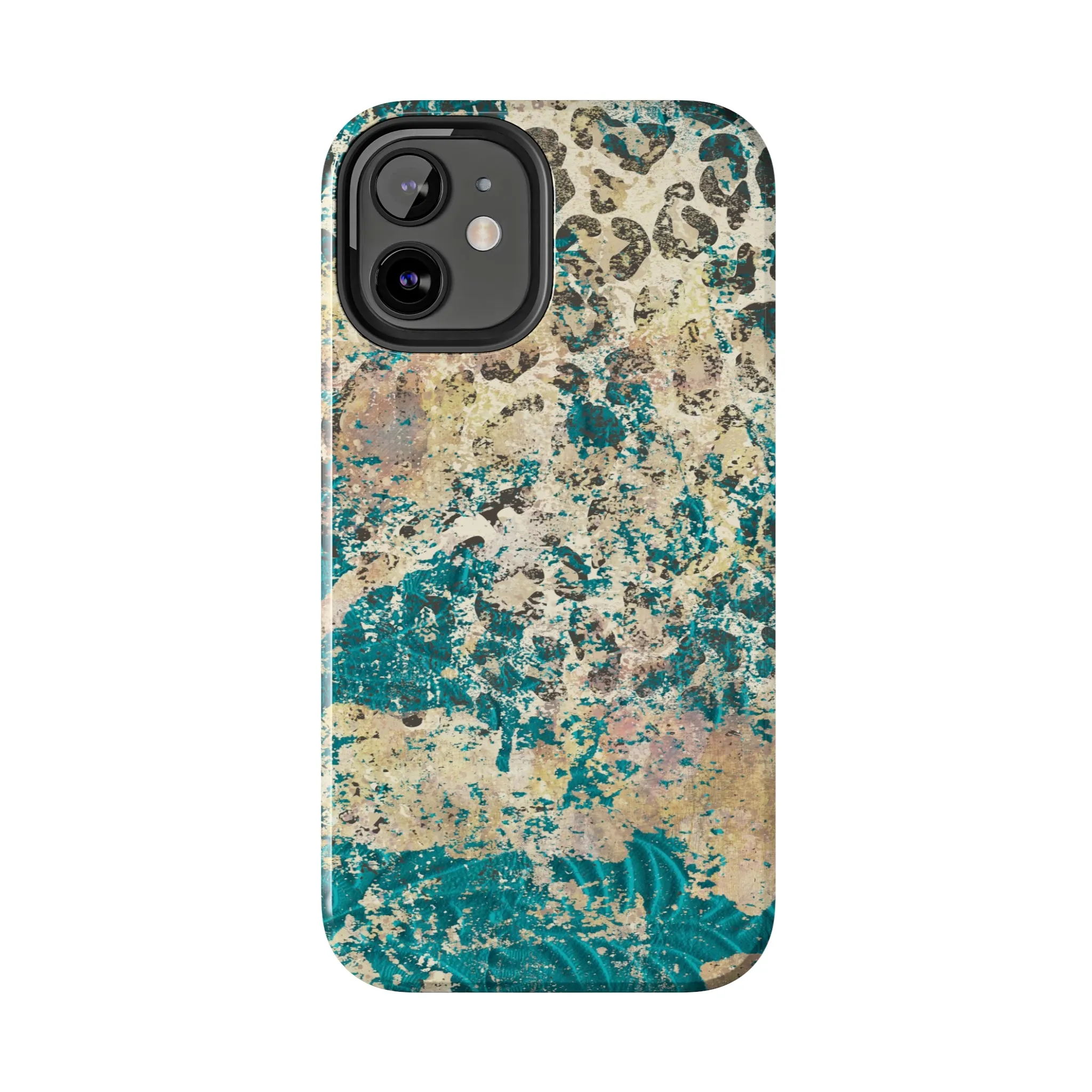 Western Turquoise and Cheetah Design Tough Phone Case compatible with a large variety of phone models, Gift, Phone Case