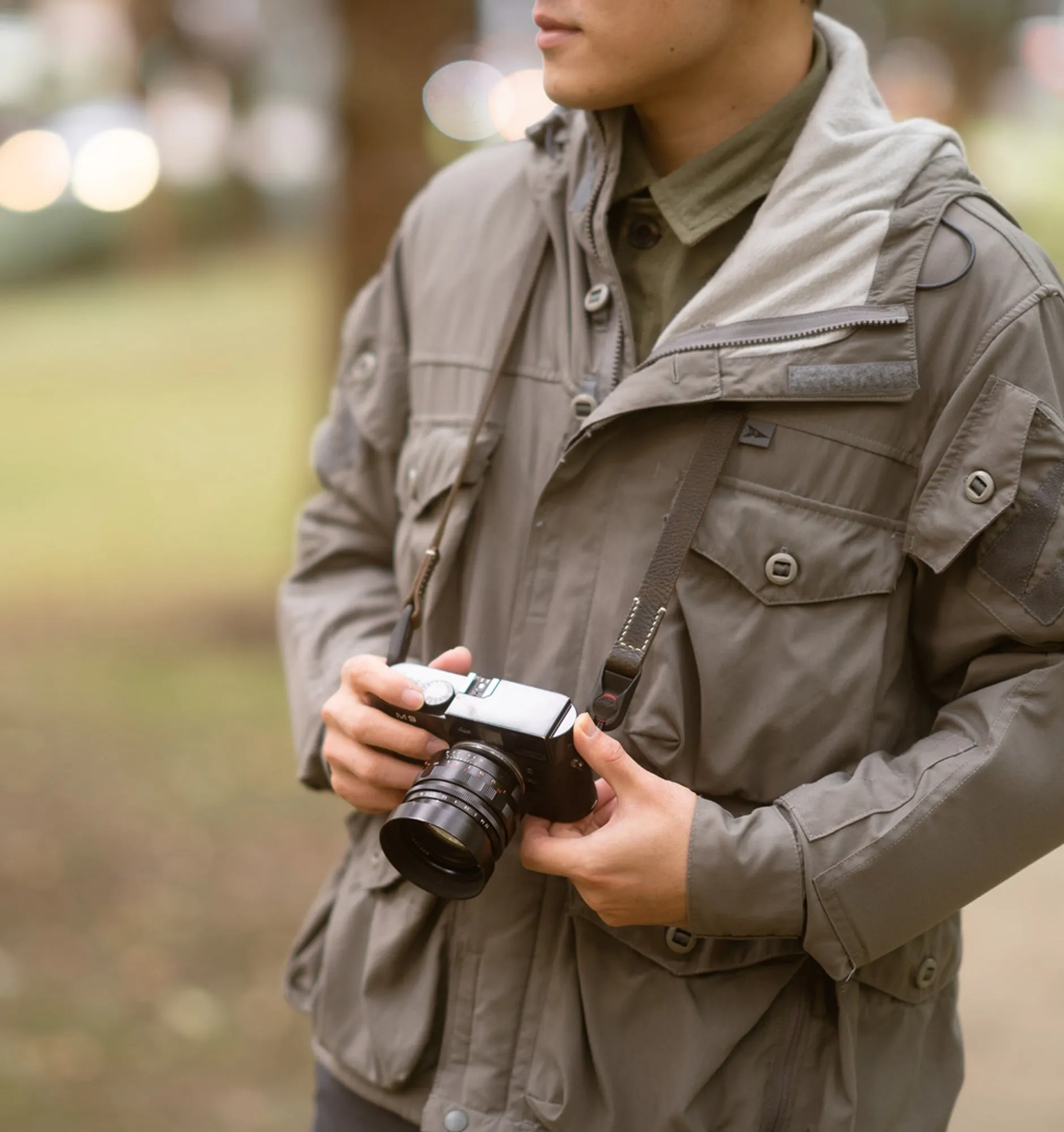 Wotancraft Full Leather Camera Neck Strap Tapered (Peak Design Anchor Link)