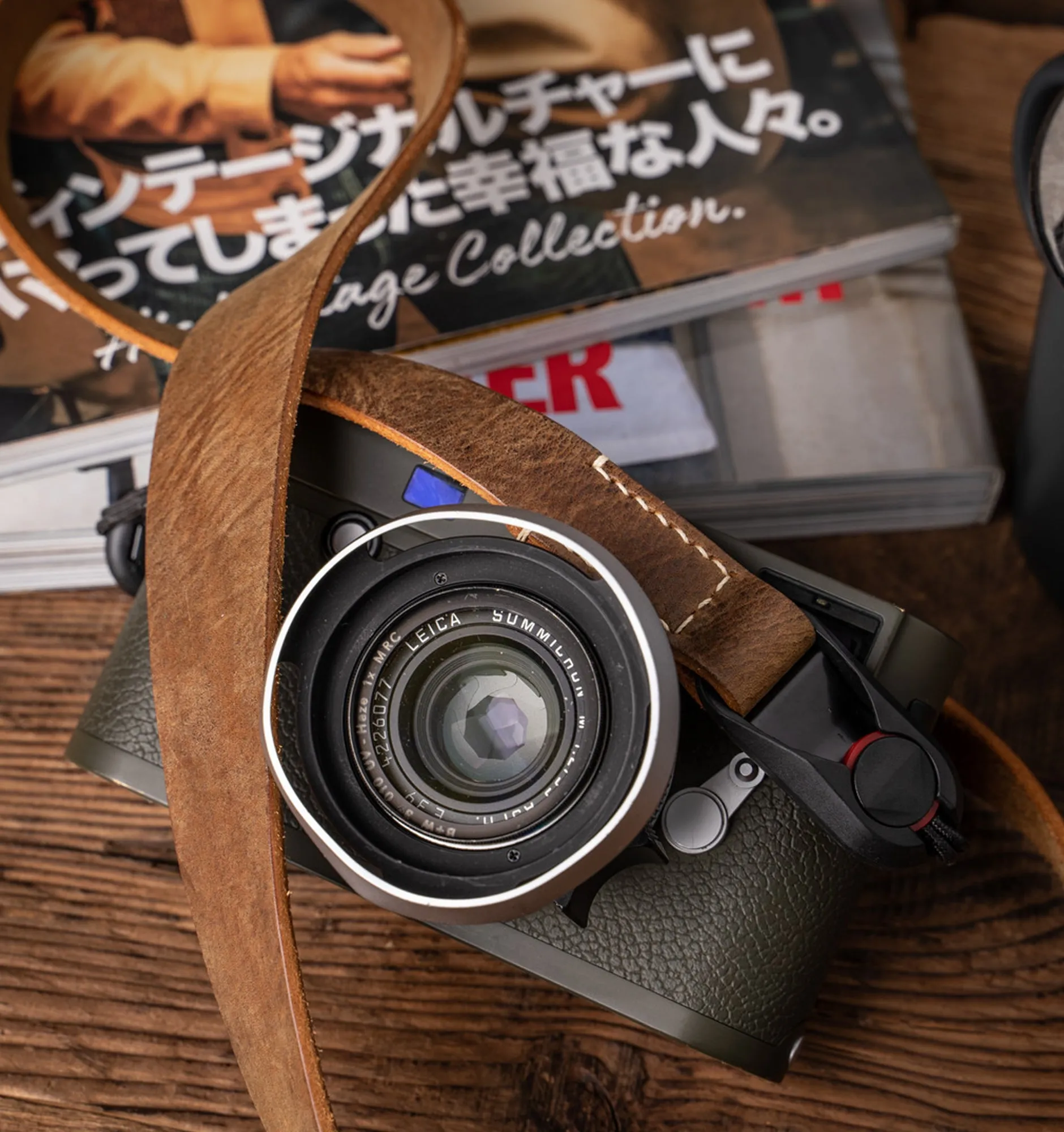 Wotancraft Full Leather Camera Neck Strap Tapered (Peak Design Anchor Link)