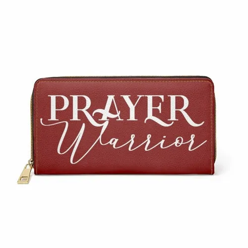 Wristlet Phone Wallet, Maroon and White Prayer Warrior Graphic Purse