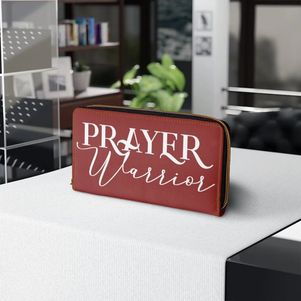 Wristlet Phone Wallet, Maroon and White Prayer Warrior Graphic Purse