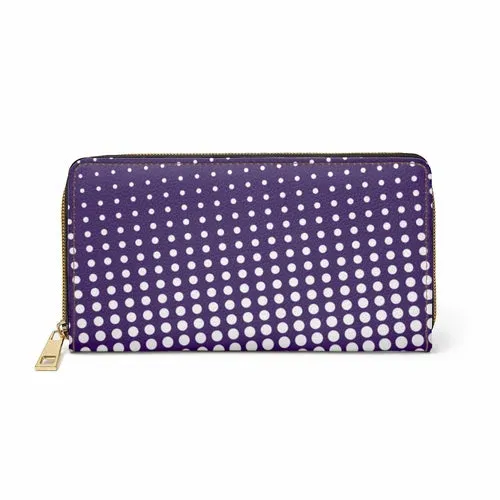 Wristlet Phone Wallet, Purple and White Polka Dot Style Purse