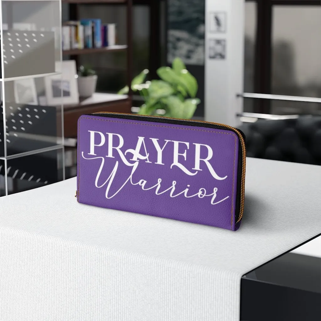 Wristlet Phone Wallet, Purple and White Prayer Warrior Graphic Purse