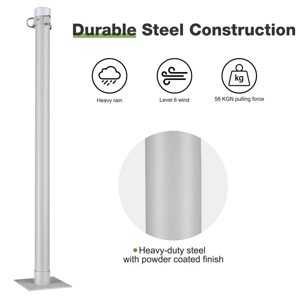 Yescom Shade Sail Posts (Pole, Base, Extension, D-Ring Clamp)