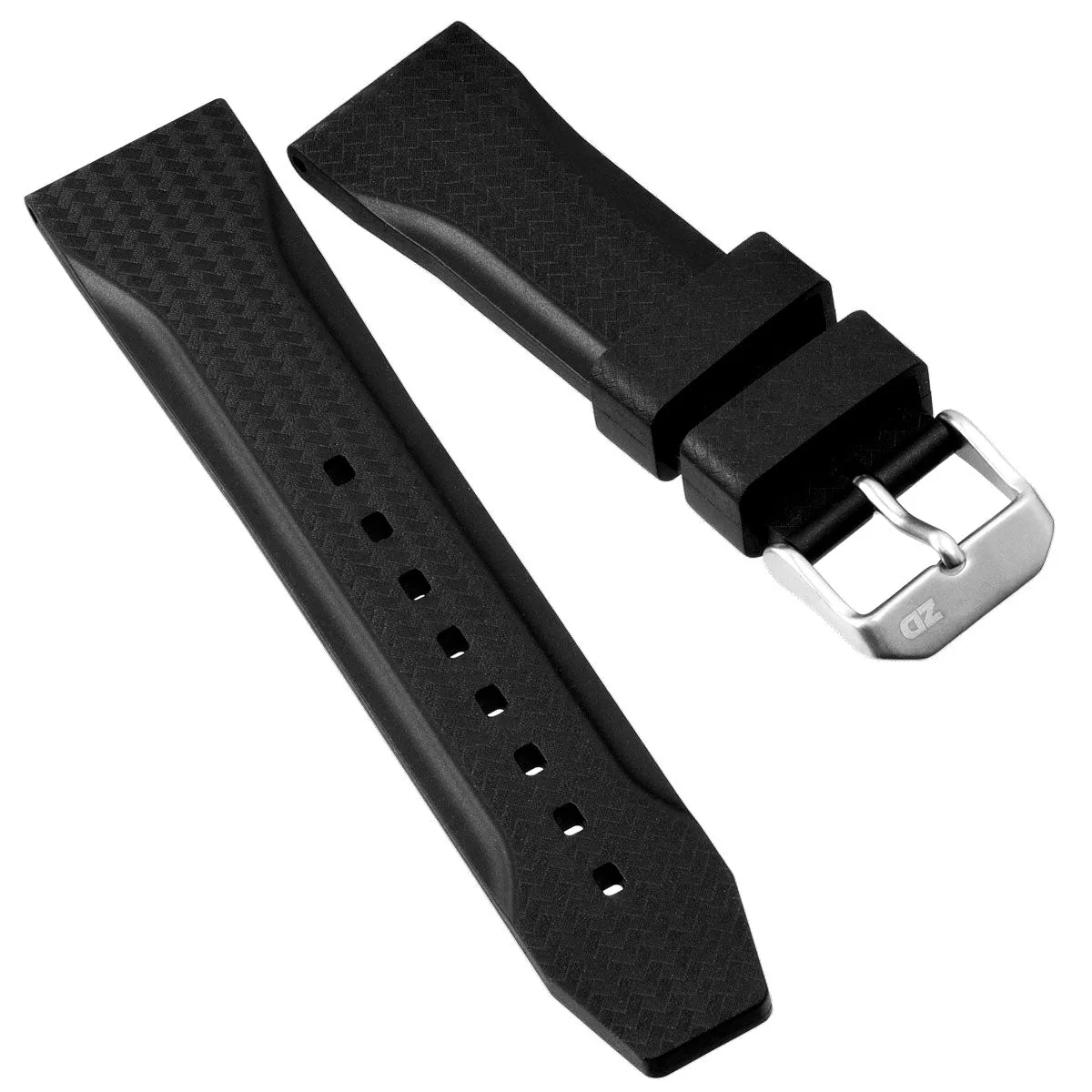 ZULUDIVER 324 Carbon Fibre Pattern Rubber Watch Strap 22mm